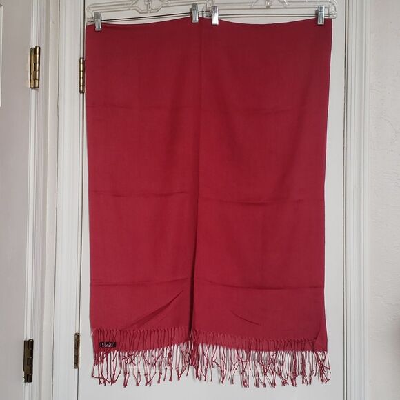 BENDI Lightweight Woven Pashmina Scarf Wrap Made in Turkey NWOT Brick Red - Picture 6 of 7